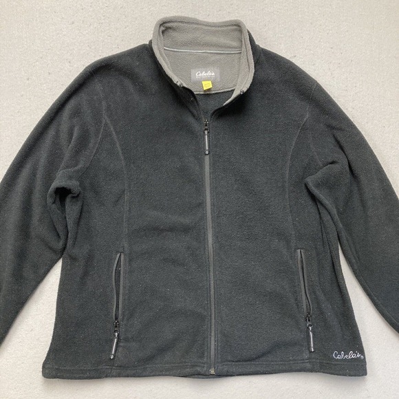 Cabelas Fleece Jacket Mens 2XL Black Full Zip Long Sleeve Outdoors Casual XXL - Picture 3 of 11